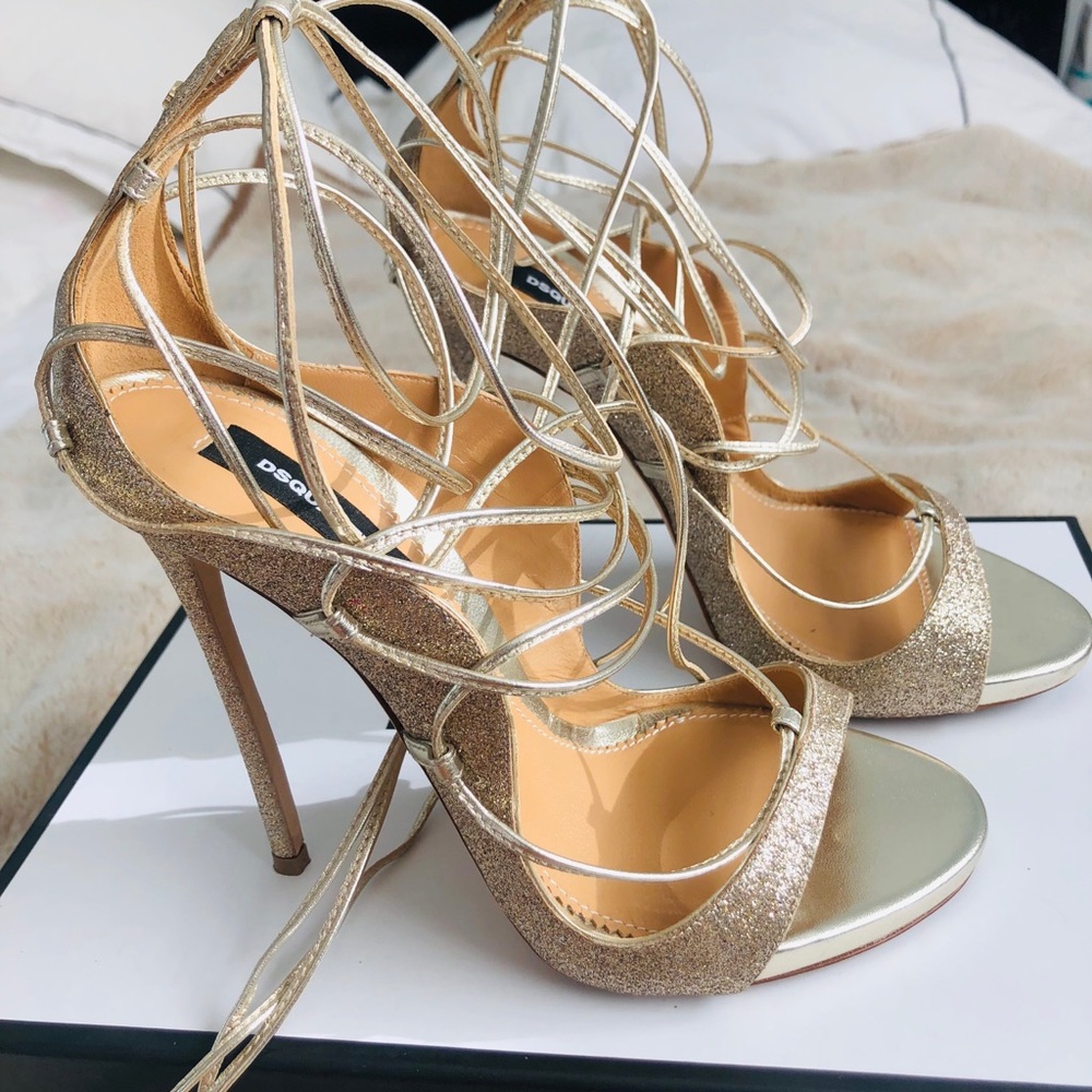 DSQUARED2 RIRI Sandal Gold BOX AND DUST BAG 38 - Picture 1 of 8